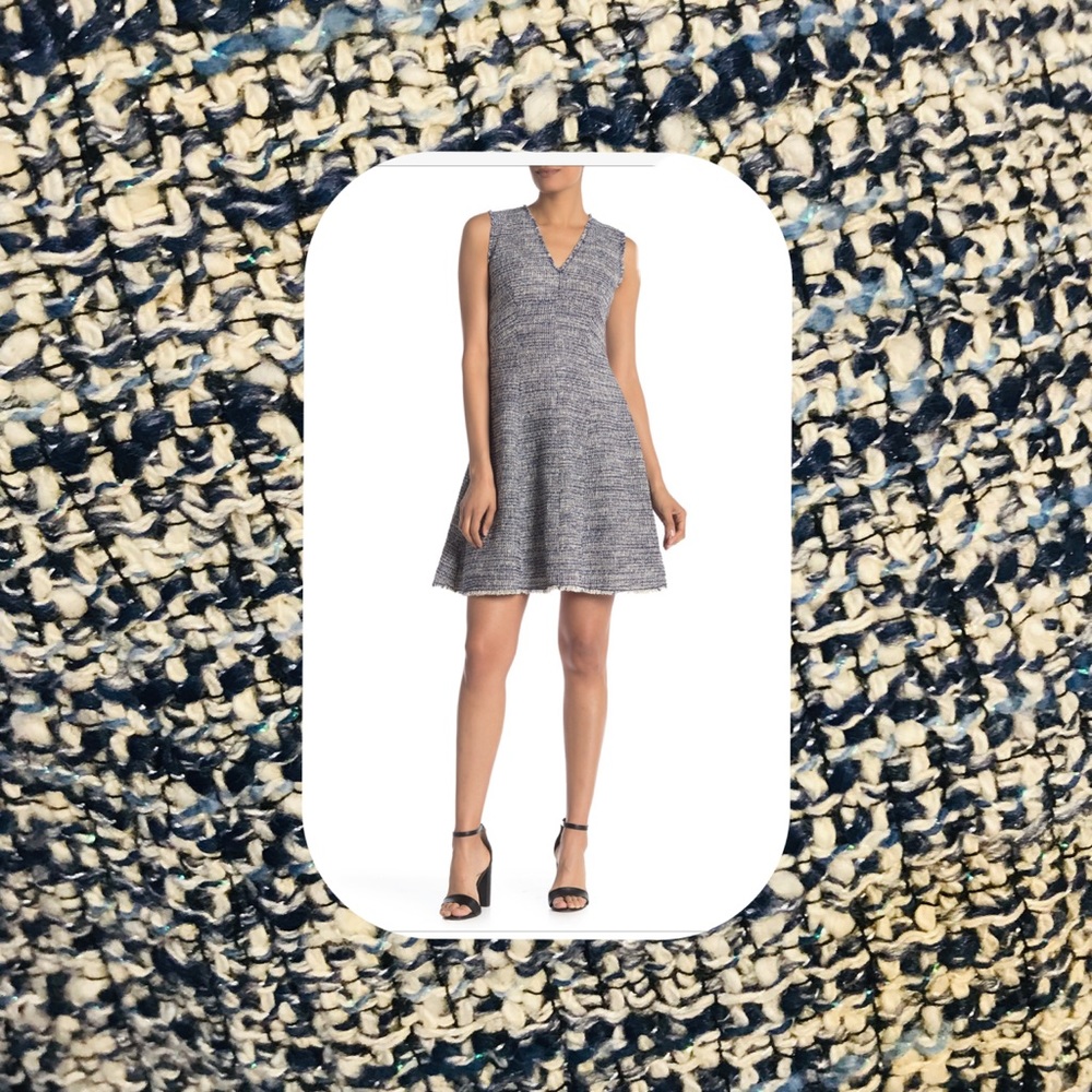Rebecca Taylor tweed v neck dress